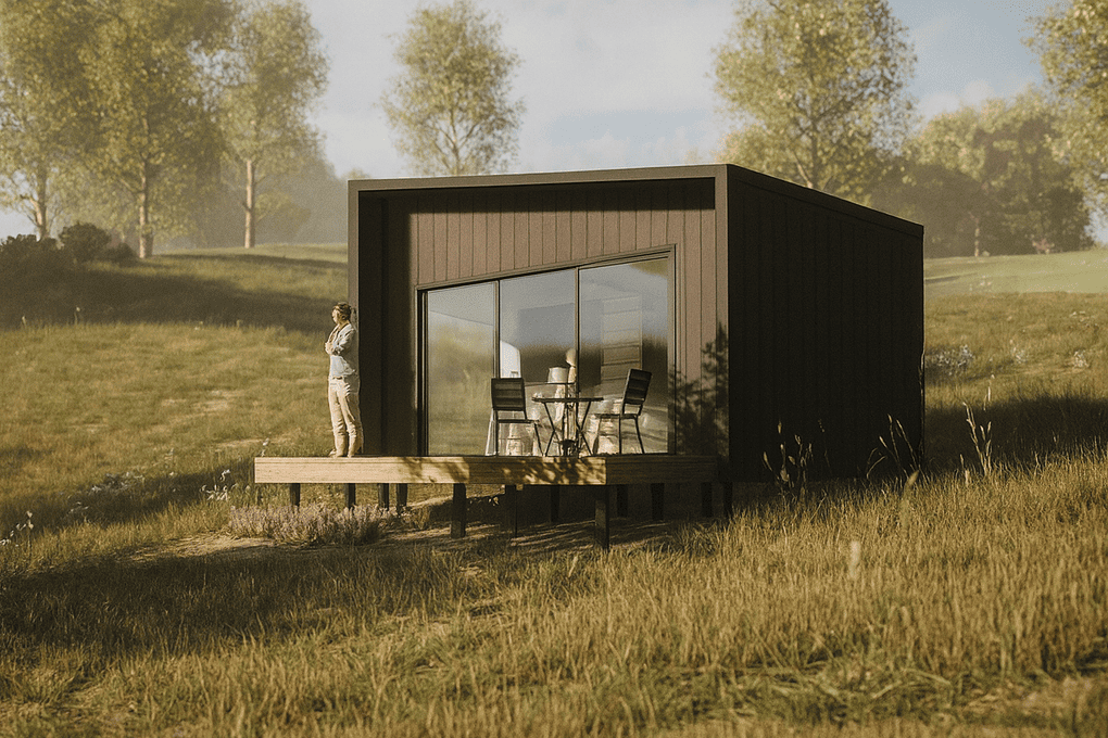 Proyecto de vivienda en Villarrica con estructura de madera y diseño sustentable.