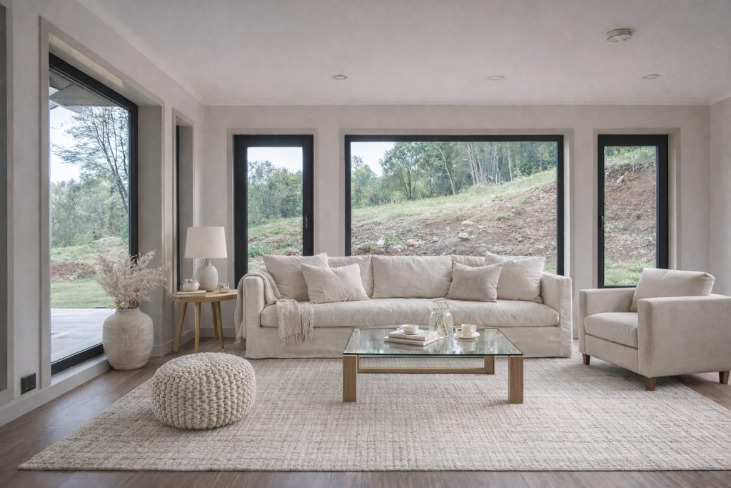 Proyecto de casa en parcela con arquitectura moderna y vistas al paisaje del sur de Chile