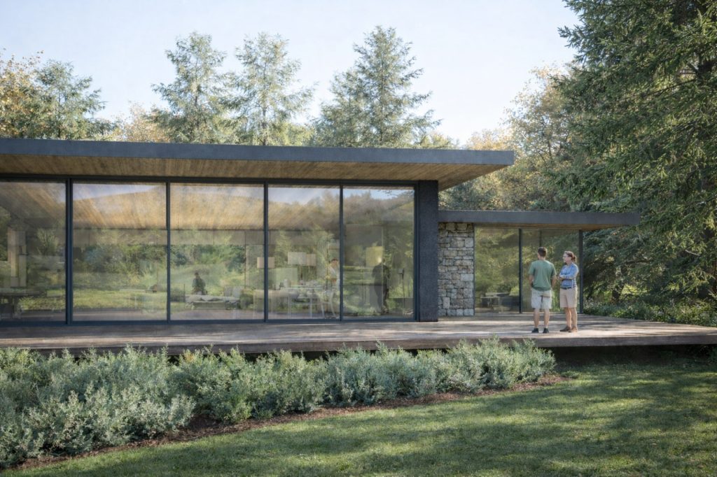 Proyecto de casa contemporánea en Villarrica con diseño eficiente y grandes ventanales hacia el paisaje